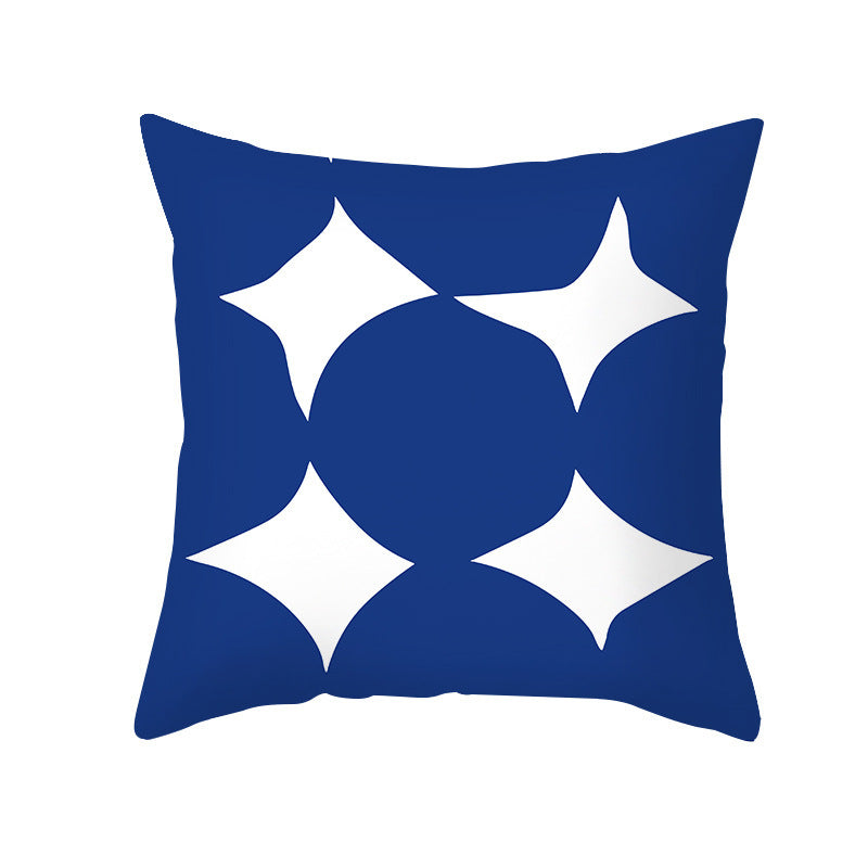 Ins Blue Abstract Super Soft Printing Pillowcase - Retro Art Sofa Cushion for Modern Home - DropOnline.co