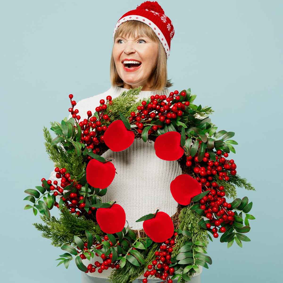 12 Packs Christmas Ornament Fake Red Apples - Xmas Tree Hanging Decorations - DropOnline.co