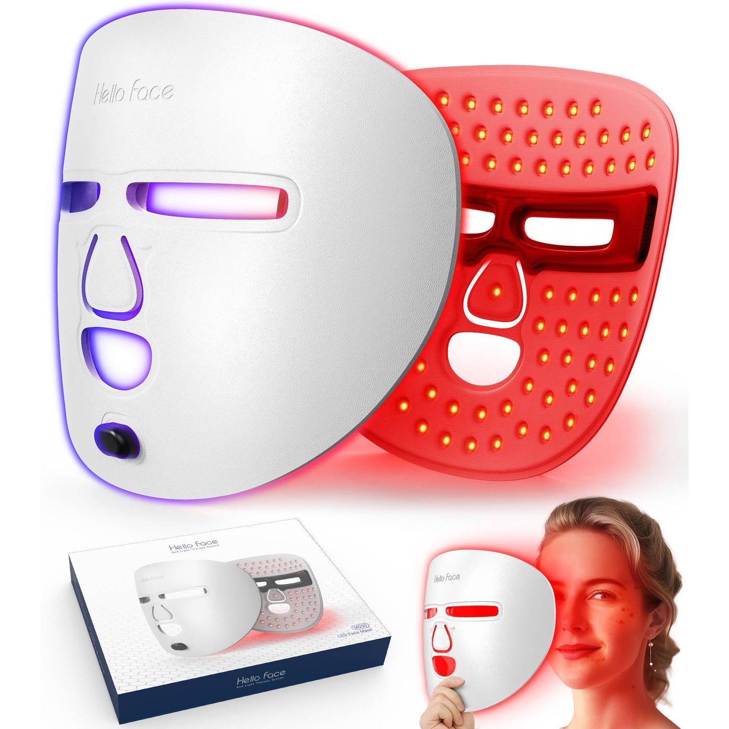 LED Face Mask Facial Care Tool, Red Light Therapy Mask For Face For Home Travel - DropOnline.co