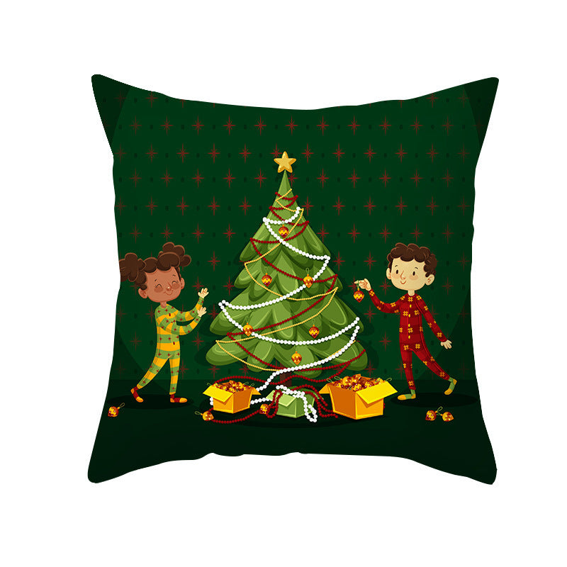 Cartoon Santa Claus Series Peach Skin Sofa Cushion Cover - Fun Christmas Holiday Decoration - DropOnline.co
