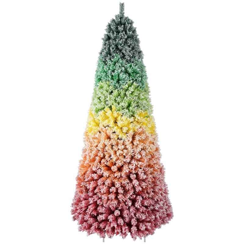 6FT-7.5FT Artificial Unlit Colorful Rainbow Hinged Christmas Tree - PVC Branch Tips - DropOnline.co