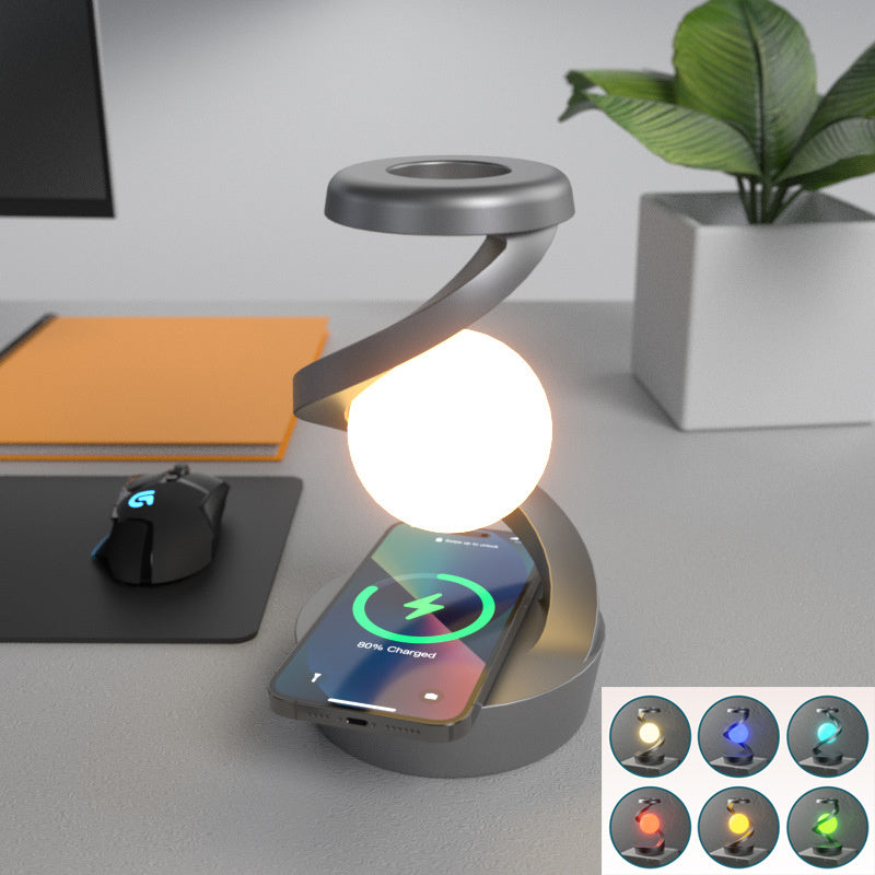 Rotating Moon Desk Lamp With Phone Wireless Charging Sensor Control Table Lamps Decorative Desktop Lamp Small Night Lamp Home Decor - DropOnline.co