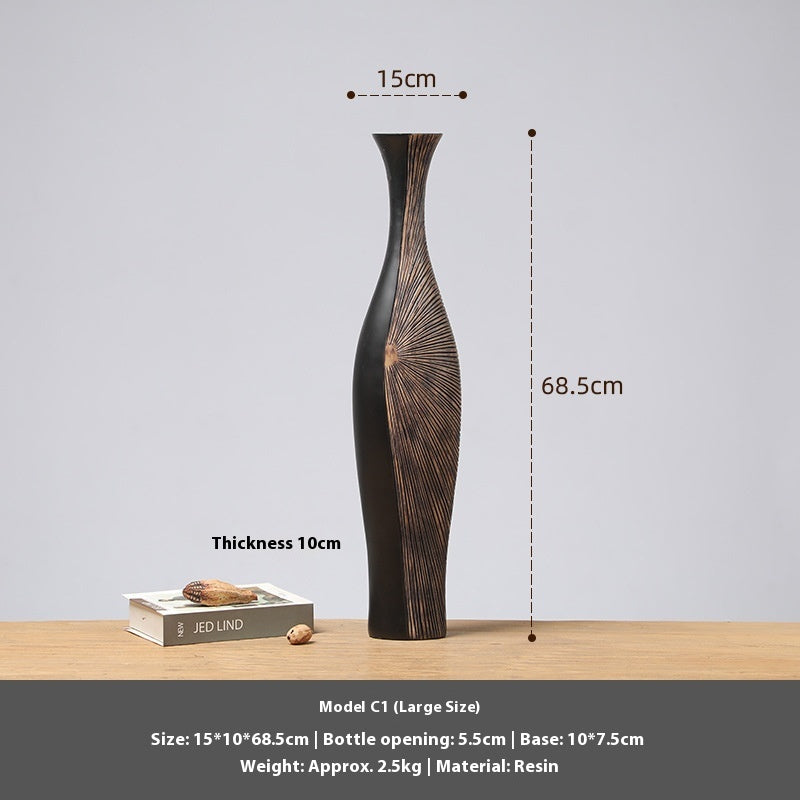 Retro Affordable Luxury Vertical High Floor Vase Decoration - DropOnline.co
