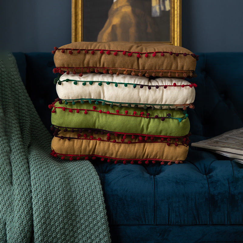 Nordic Ins Solid Color Fur Ball Thickened Cushion Home - DropOnline.co