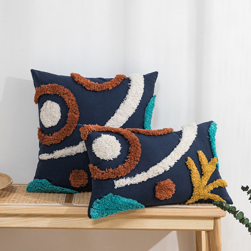 Amazon Cross-border Tufted Canvas Pillow Cover Home Bedroom Bedside Living Room Backrest Cushion Wholesale - DropOnline.co