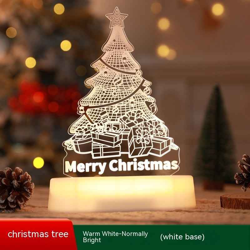 Christmas 3D Acrylic LED Night Light - Decorative Lamp Holiday Gift for Kids & Home - DropOnline.co