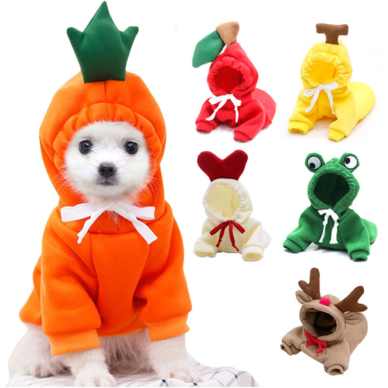 Cute Fruit Dog Clothes For Small Dogs Hoodies Winter Warm Fleece Pet Clothing Puppy Cat Costume Coat For French Chihuahua Outfit - DropOnline.co
