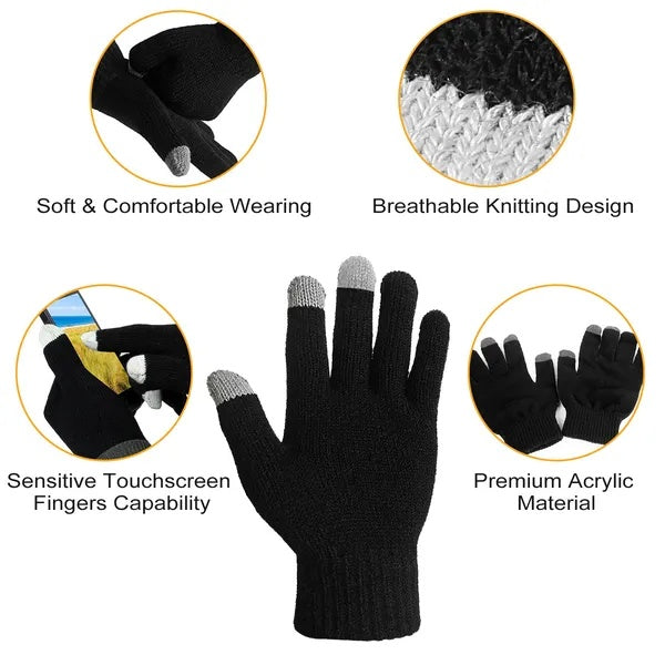 Unisex Touchscreen Winter Gloves - Full Finger Knitted Gloves for Running & Cycling - DropOnline.co