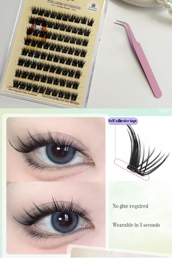 3D Self-adhesive False Eyelashes 8 Rows -Small Tweezer Tool - DropOnline.co