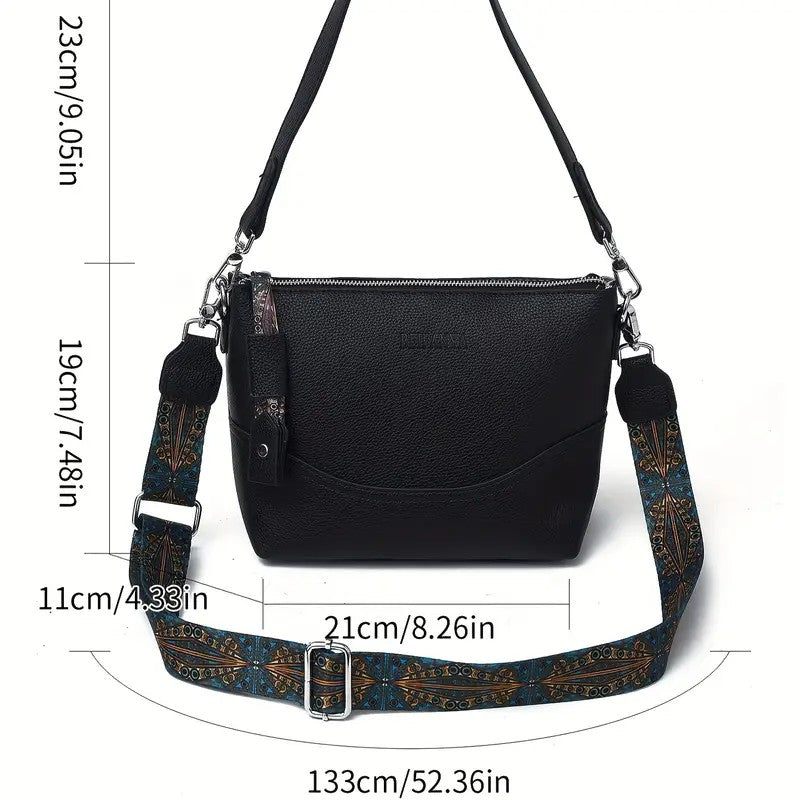 Women's Elegant Ethnic Embroidery Shoulder Strap Bag - Large Capacity Crossbody Bag With Zipper Closure, 3D Ergonomic Design, Suitable For Commuting, Travel, Daily Use, Multi-color Optional, Durable P