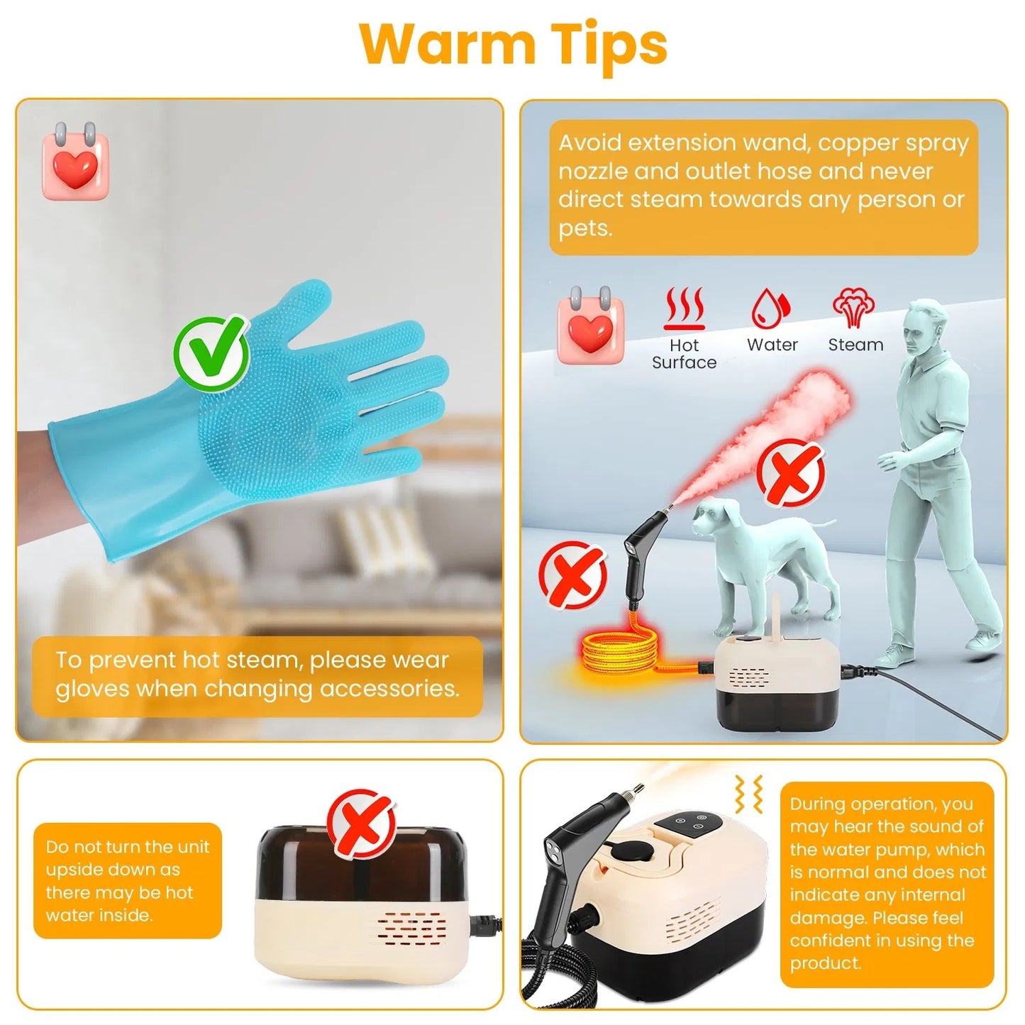 1500W Handheld High Temperature And Pressure Steamer Cleaner With 1200ML Tank 8 Accessories 6 Steam Levels Digital Display Handle Control For Dirt Grease Grout Tile Floor Couch Car - DropOnline.co