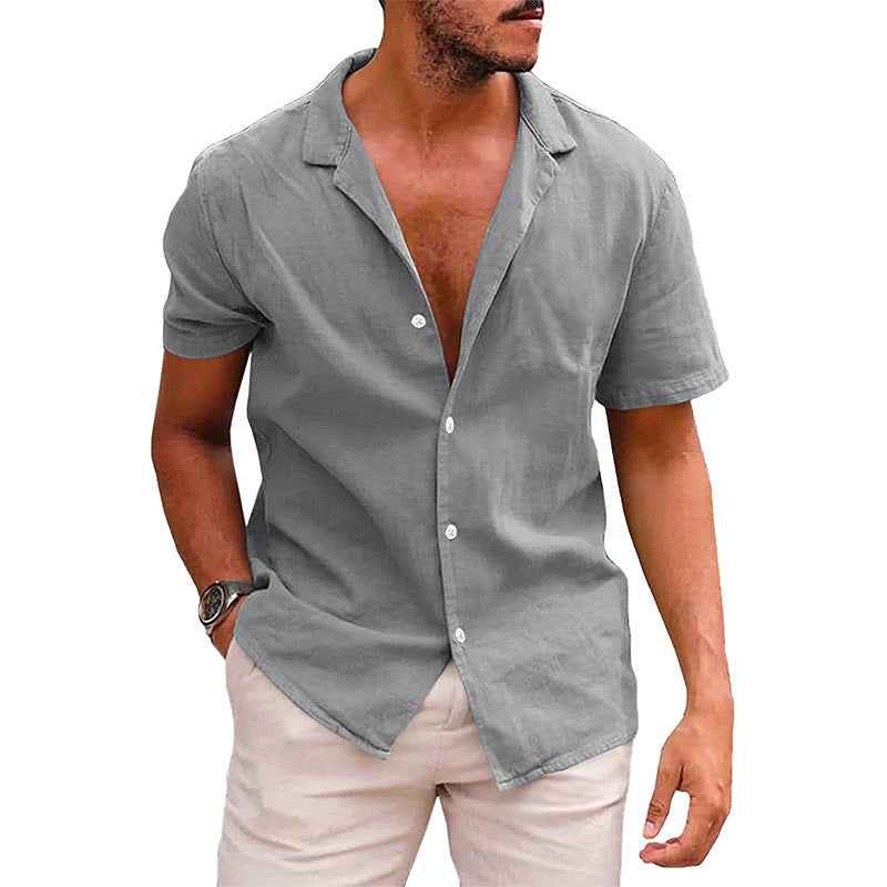 Men's Casual Button Down Beach Shirt - Short Sleeve Summer Top