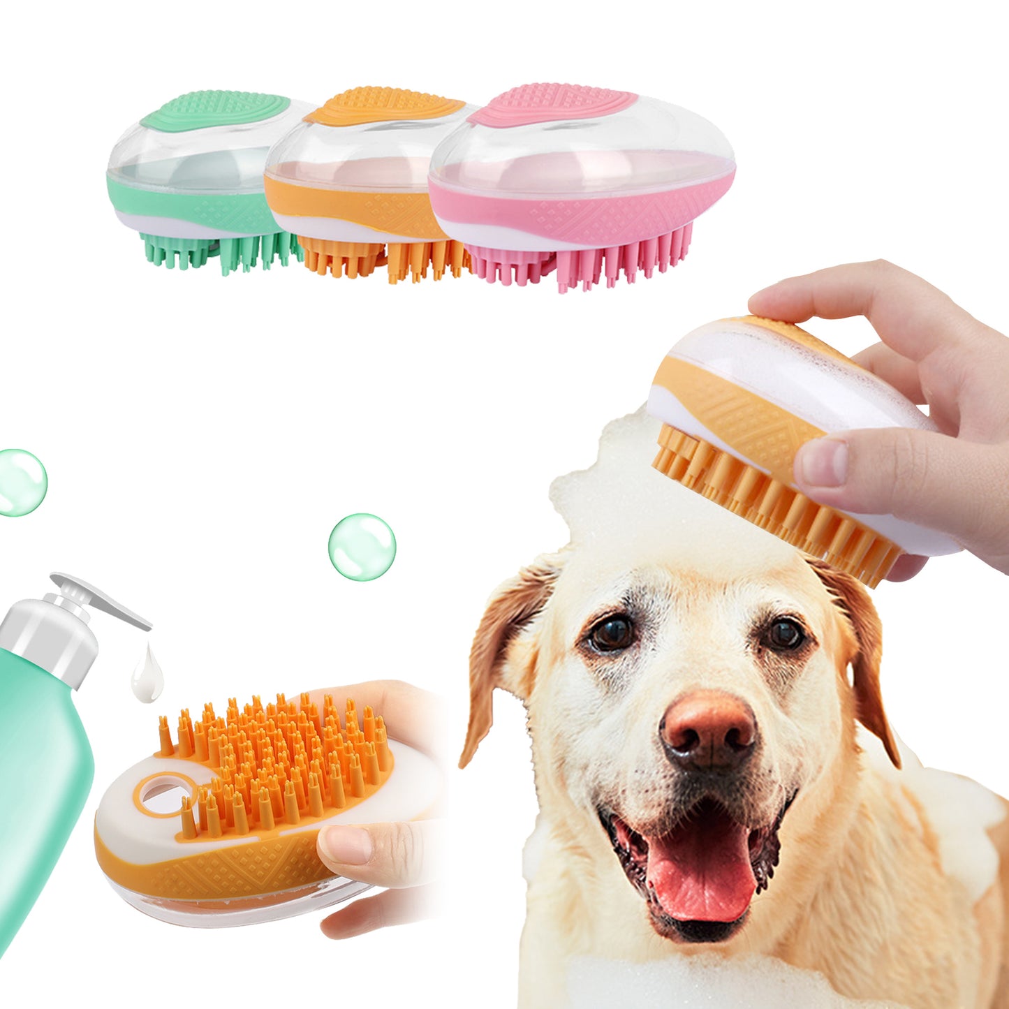 Dog Cat Bath Brush 2-in-1 - Pet SPA Massage Comb with Soft Silicone for Grooming & Shower - DropOnline.co