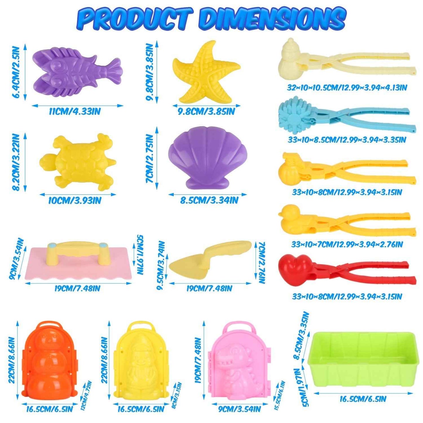 Set of 15Pcs Winter Snowball Tool Kit - Kids Snow Molds Outdoor Beach Toys - DropOnline.co