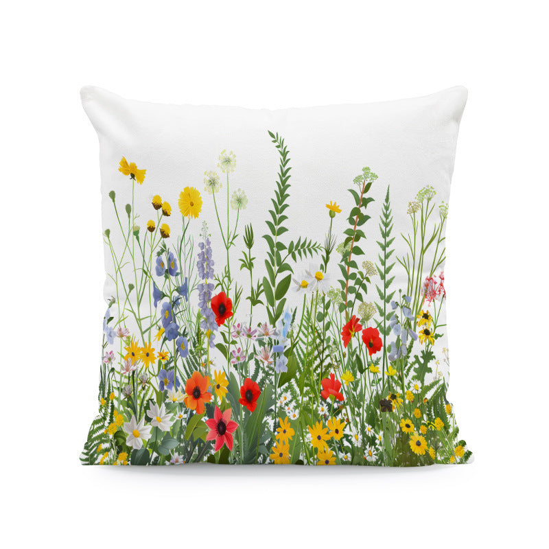 Ink-painting Plum Blossom Yellow Flower Sofa Cushion Cover Without Pillow Core - DropOnline.co