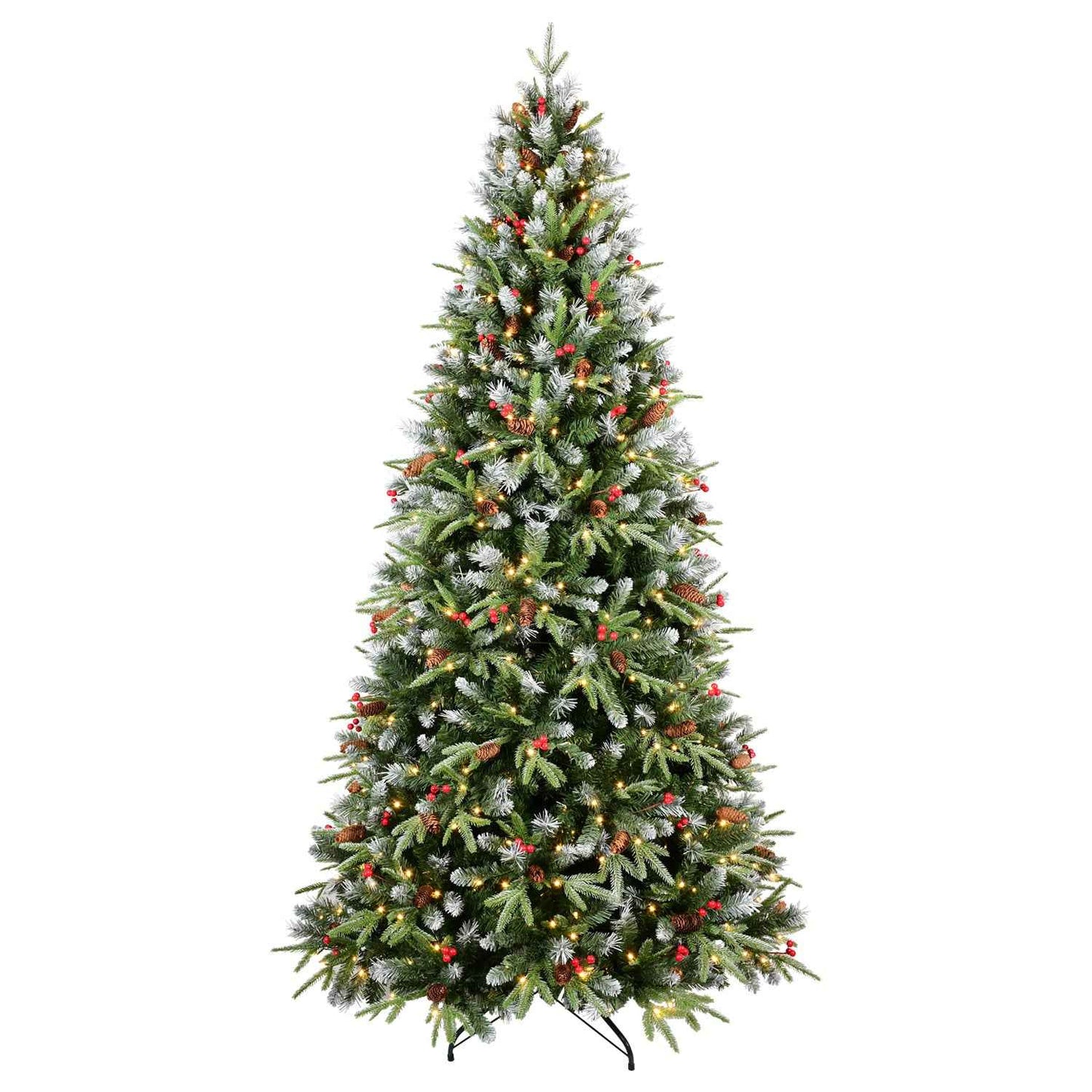 PE/PVC Christmas Tree with Red Fruit & Pine Cones - 4ft-9ft Pre-Decorated