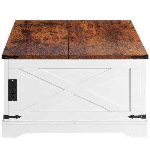 Coffee Table, Multi-functional Lifting Dining Table Coffee Table, Living Room Home Table, Modern Coffee Table 90CM, Vintage White - DropOnline.co