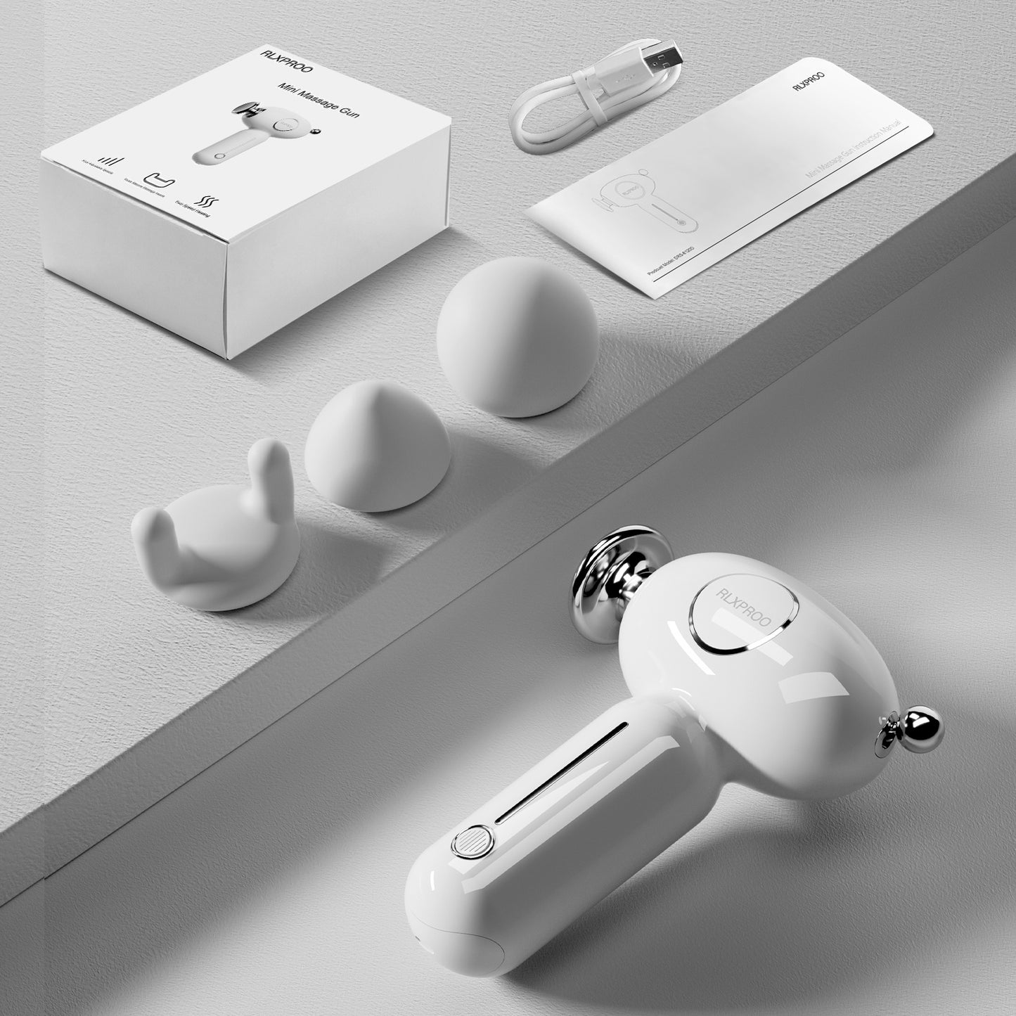 DRS-8120D Mini Massage Gun - Deep Tissue Percussion Massager With Heating Function, 5 Speed Levels, Portable Muscle Relaxation For Athletes & Recovery, USB Rechargeable - DropOnline.co