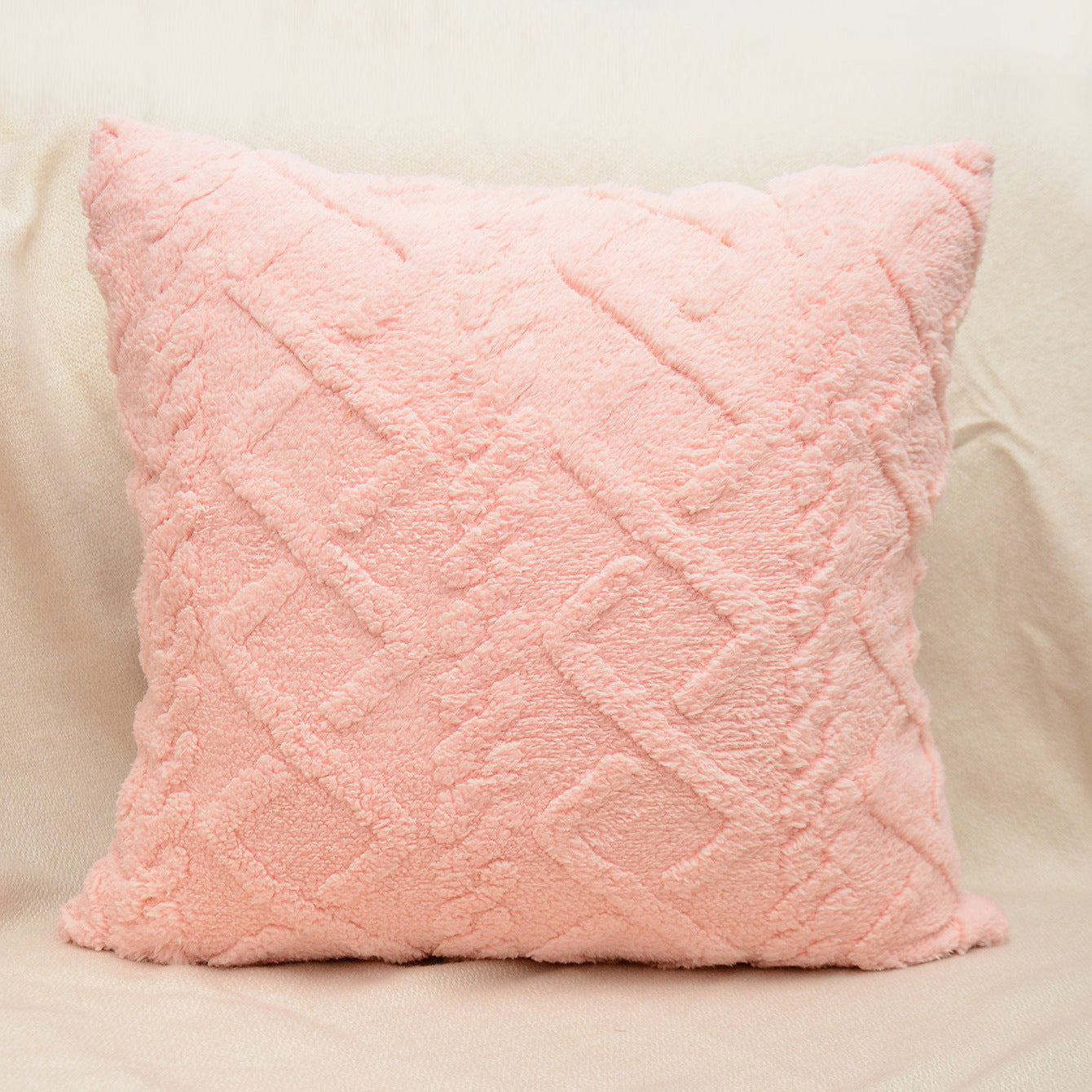 Cut Flower Pillow Cover Plush Jacquard Cushion Cover - DropOnline.co