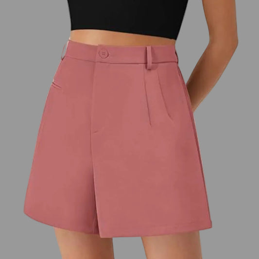 Elastic High Waist Wide Leg Casual Shorts