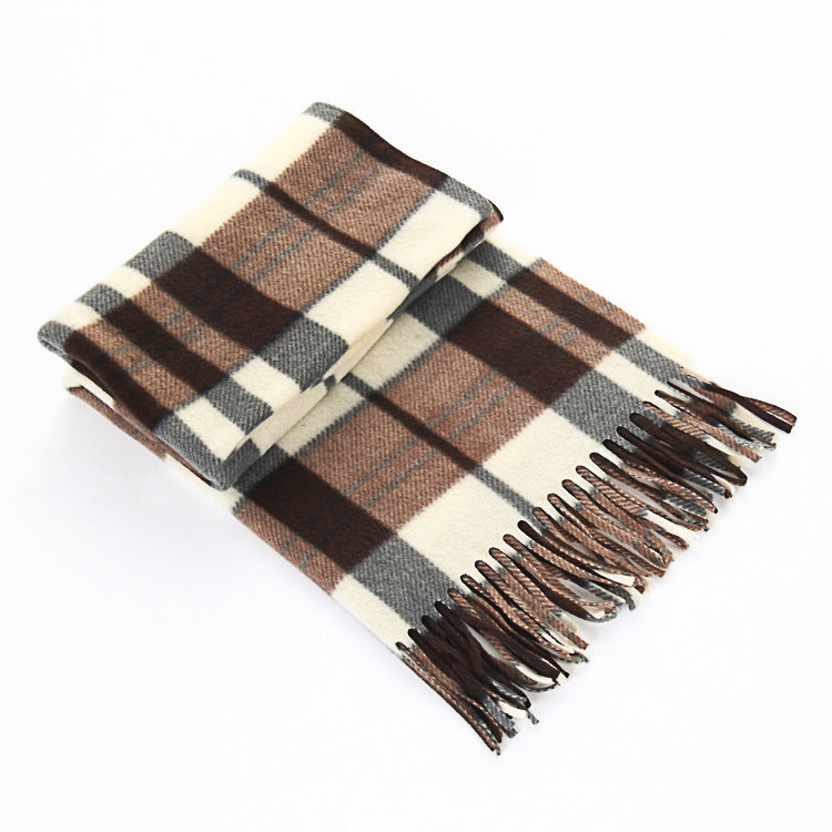 Unisex Black & White Plaid Thermal Scarf - Plus Size Winter Wrap - DropOnline.co