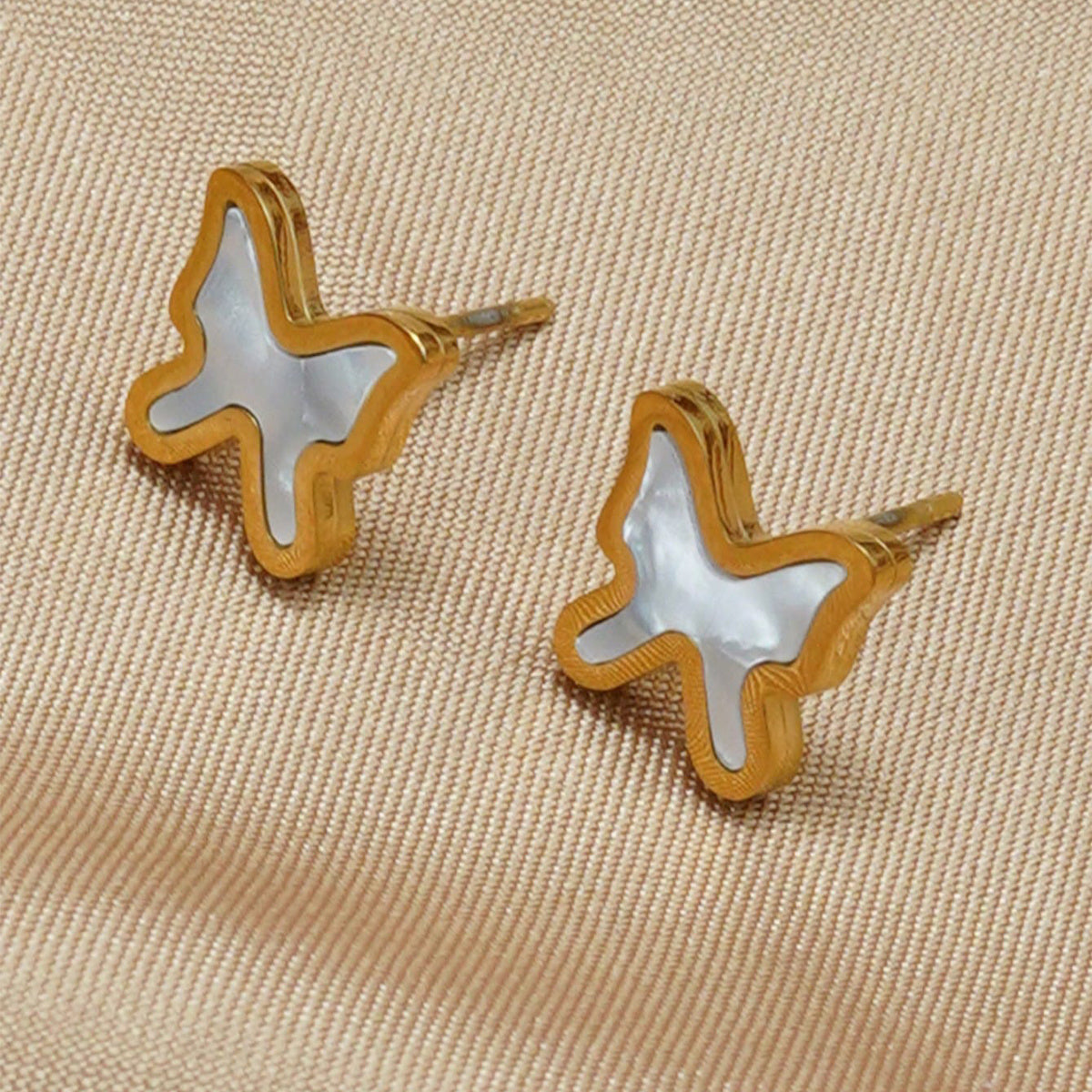 Lxalry 18K Gold Plated Stainless Steel Butterfly & Heart Jewelry Set For Women - Waterproof Hypoallergenic Necklace & Earrings, Elegant Gift For Girlfriend, Birthday, Wedding, Daily Wear - DropOnline.co