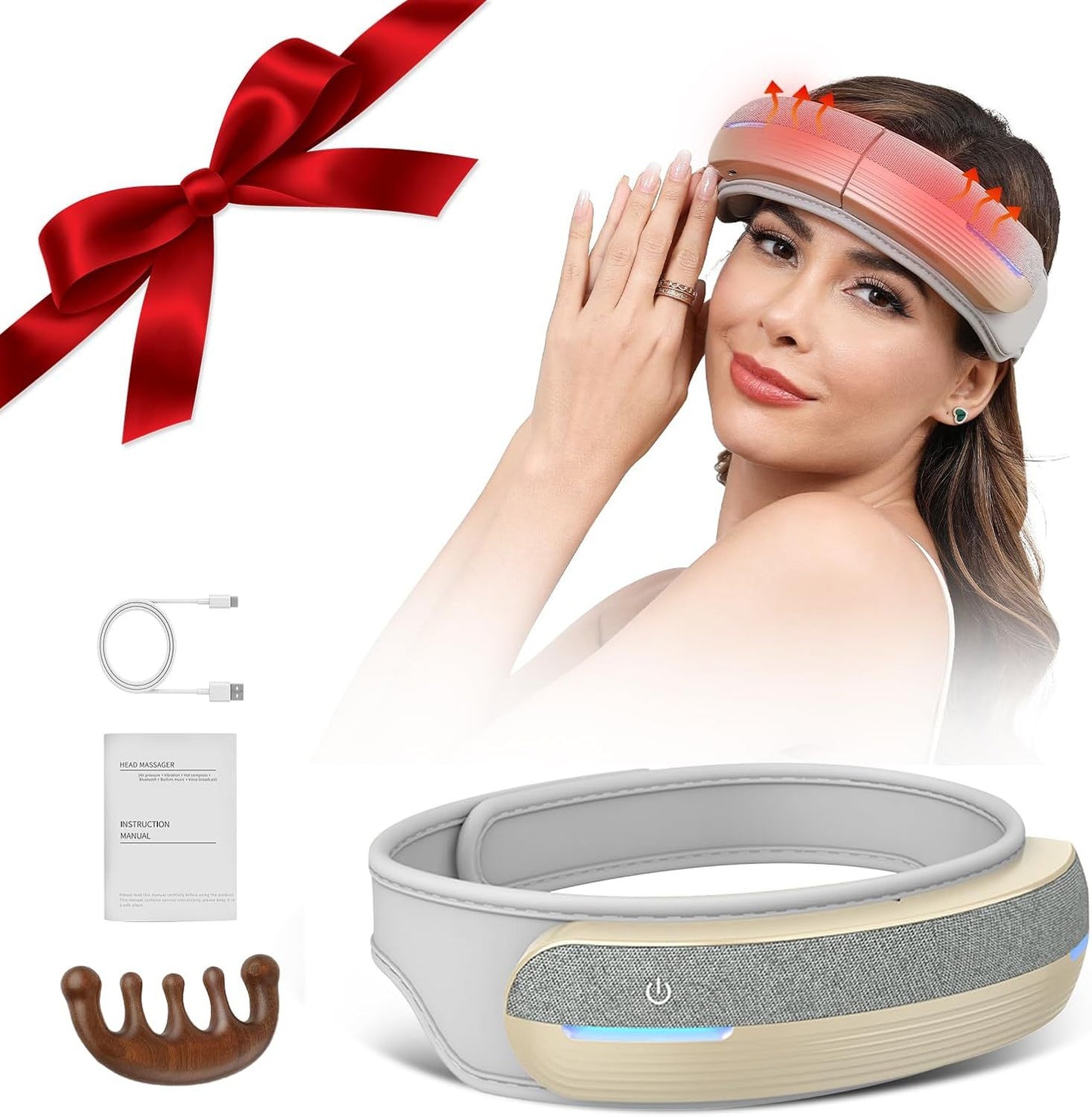 Foldable Heated Head Massager With Air Compression, Music & USB Charging, Portable & Relaxing - DropOnline.co