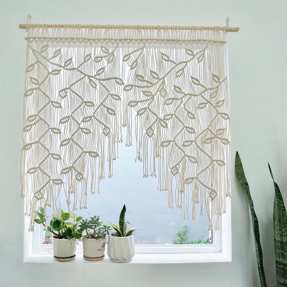 Room Decor Hand Woven Tapestry Wall Curtains With Bohemian Leaves - DropOnline.co