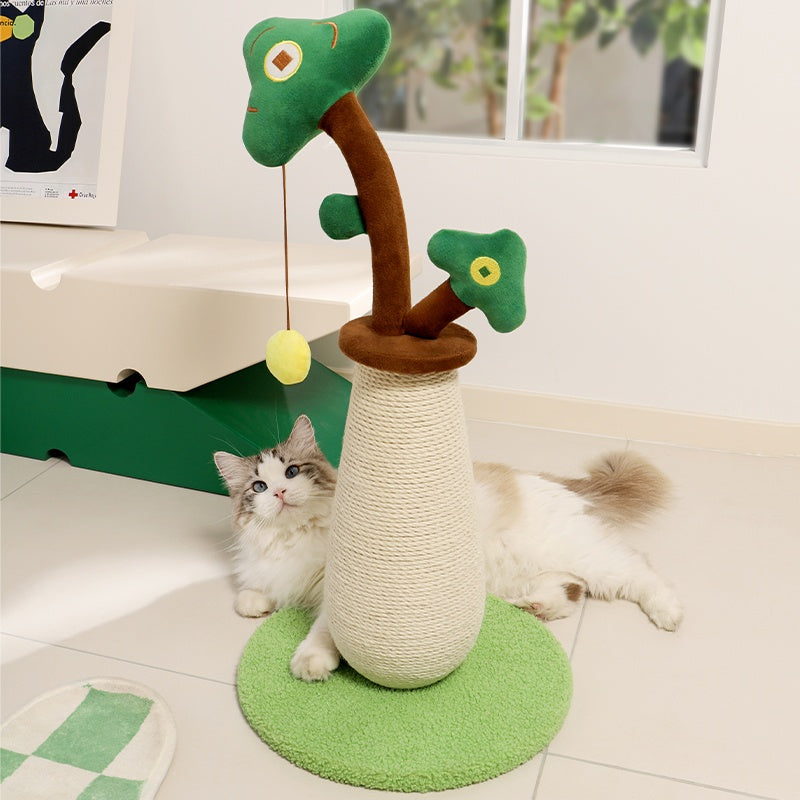 Vertical Money Tree Cat Scratching Pole, Sisal Wear-Resistant Cat Scratching Column, Interactive Ball Track Spring Ball Cat Toy, Durable And Cute Sisal Cat Scratching Pole - DropOnline.co