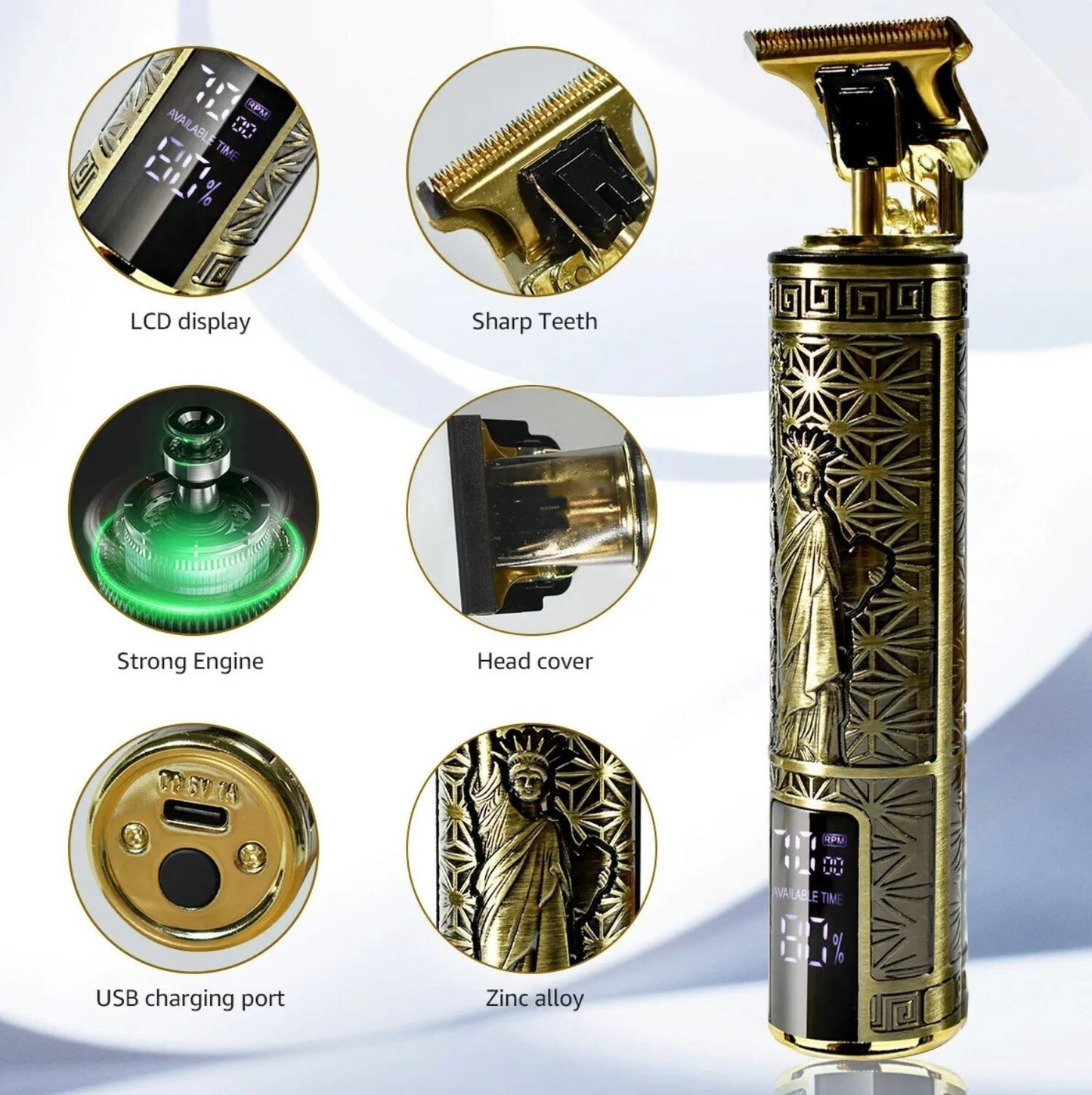 Beard Trimmer Hair Clippers Cordless Hair Cutting Kit Barber Shaving Machine For Men USB Rechargeable 1 PCS - DropOnline.co