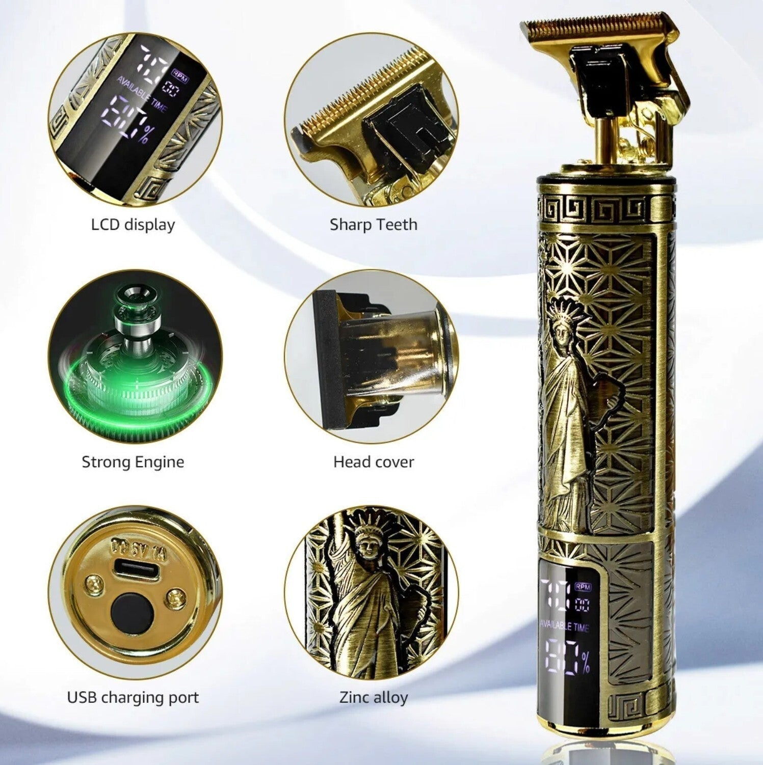 Beard Trimmer Hair Clippers Cordless Hair Cutting Kit Barber Shaving Machine For Men USB Rechargeable 1 PCS - DropOnline.co