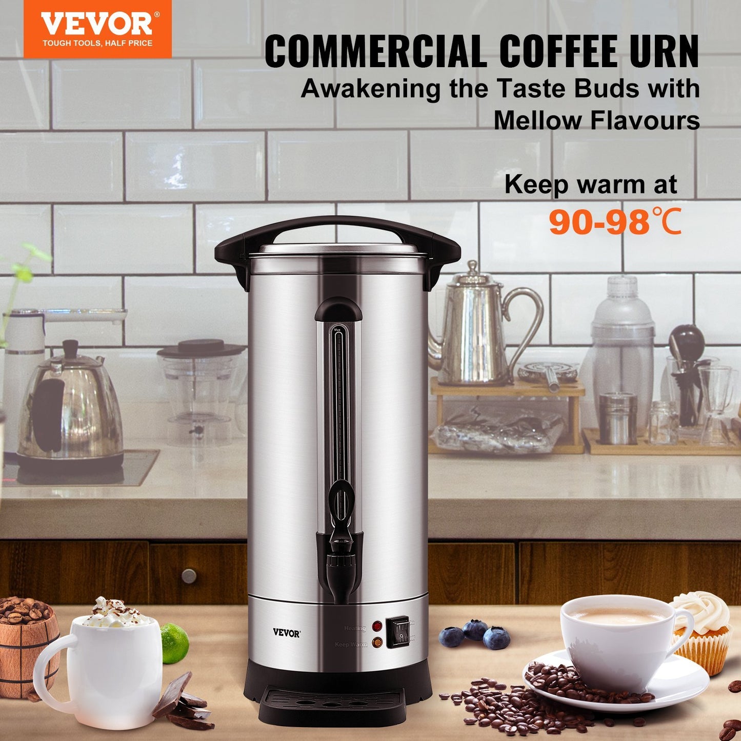 VEVOR Commercial Coffee Urn 110 Cup Stainless Steel Coffee Dispenser Fast Brew - DropOnline.co