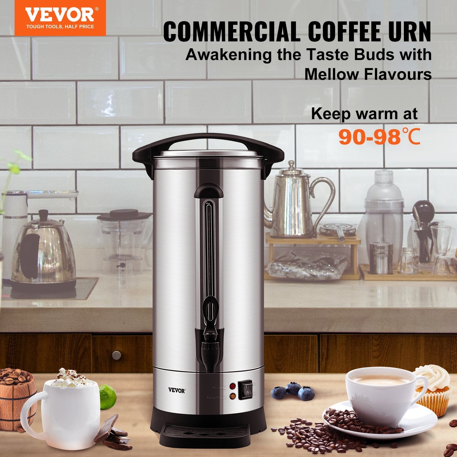 VEVOR Commercial Coffee Urn 110 Cup Stainless Steel Coffee Dispenser Fast Brew - DropOnline.co