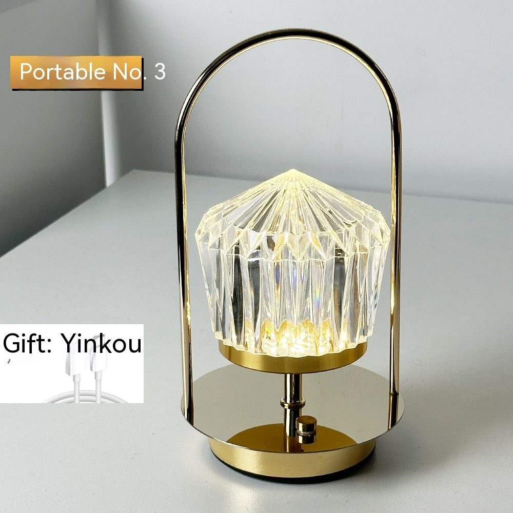 Metal Portable Ambience Light Bedroom Bedside Lamp Home Decor - DropOnline.co