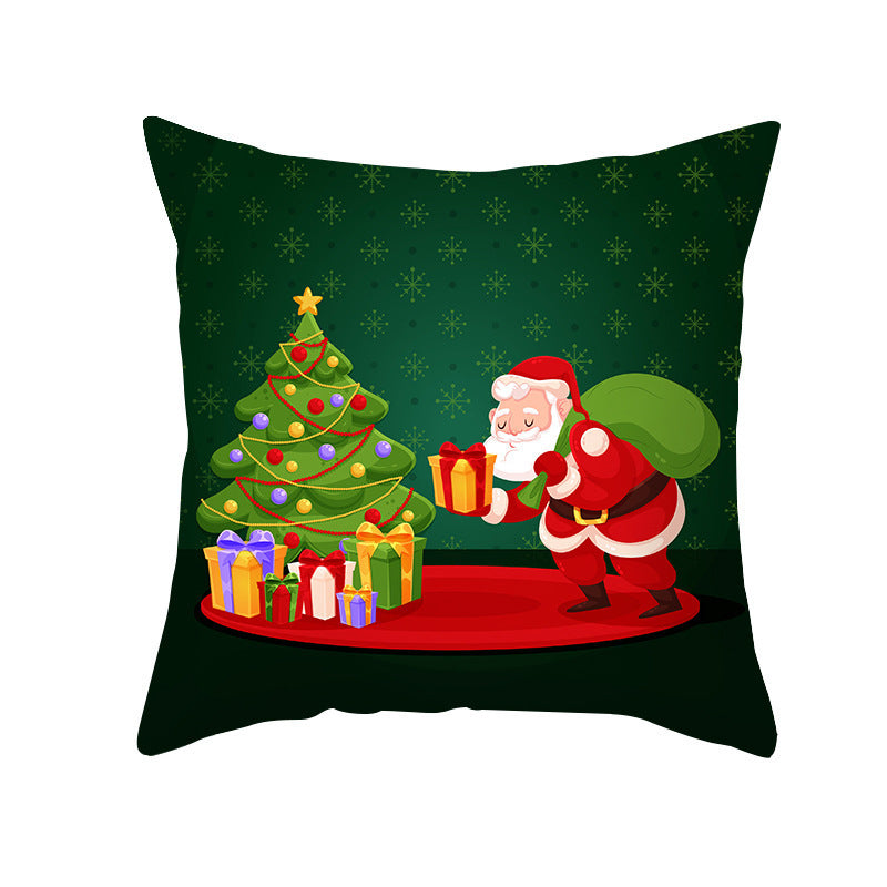Cartoon Santa Claus Series Peach Skin Sofa Cushion Cover - Fun Christmas Holiday Decoration - DropOnline.co