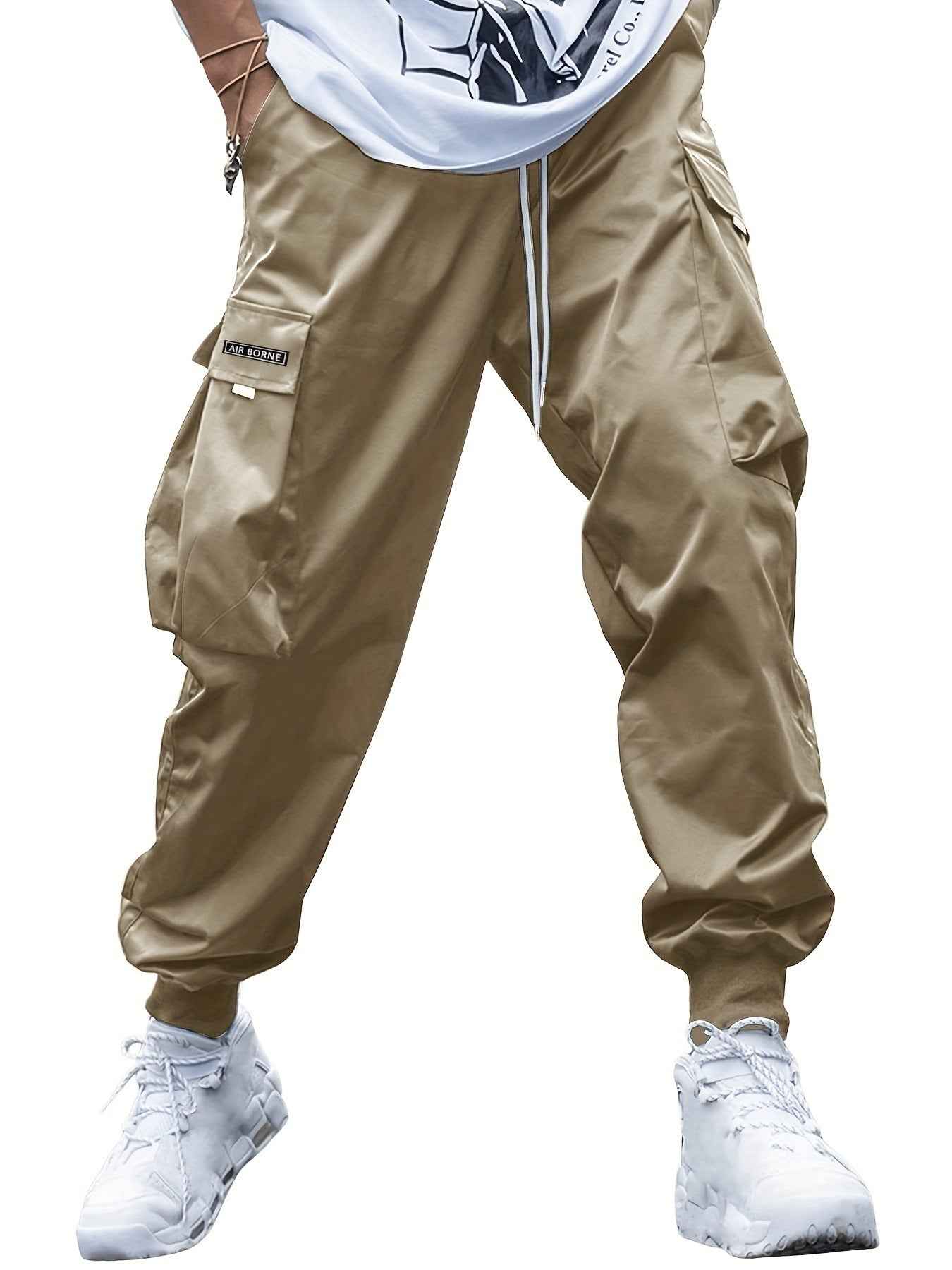 Men's Multi-Pocket Cargo Pants - Hip-Hop Streetwear Drawstring Trousers