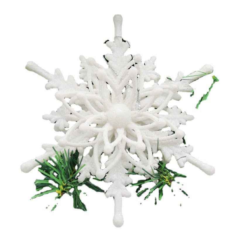 Christmas White Snowflake Pendant - 12cm Plastic Tree Decoration Ornament - DropOnline.co