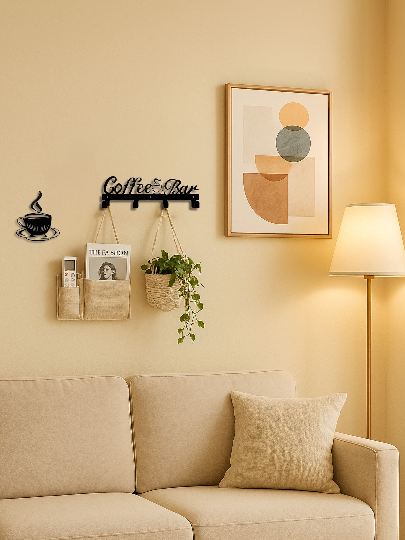 Coffee Cup Rack With Hooks - Wall-Mounted Metal Organizer For Kitchen Decor - DropOnline.co