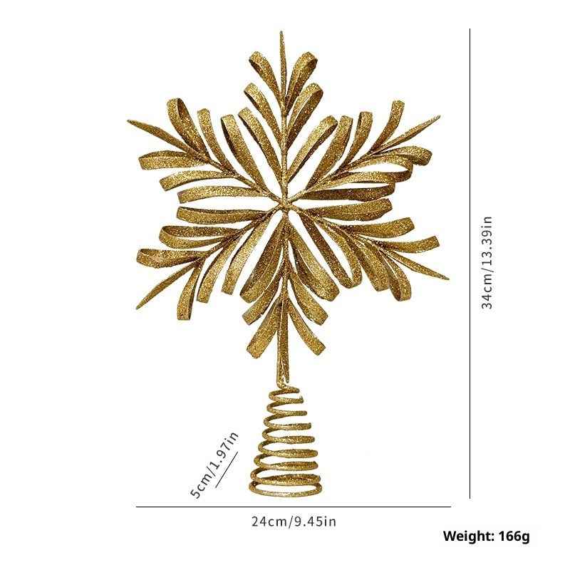 Christmas Metal Star Ornament - Eight Awn Champagne Gold Silver Decoration (25-30cm) - DropOnline.co