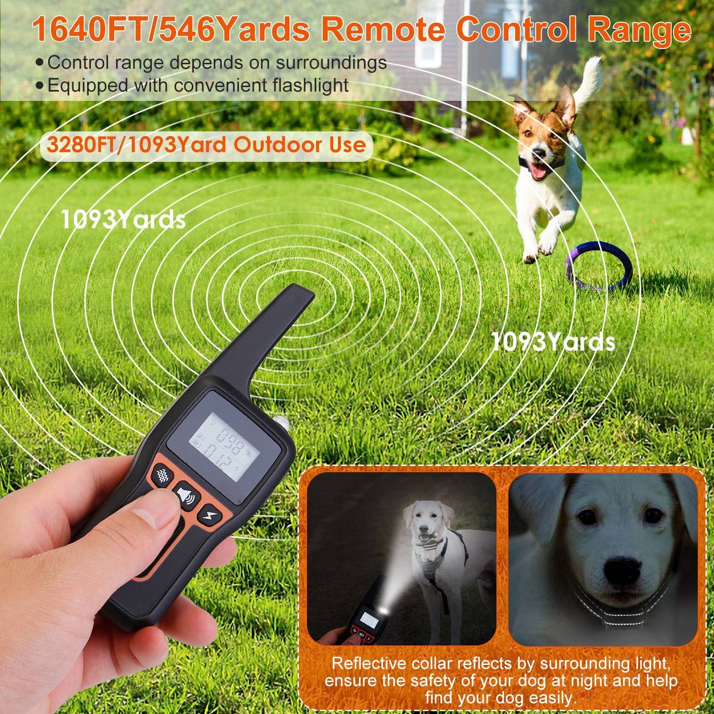 Train Collar OR Receiver Only Options - 3280FT Dog Training Collar IP67 Waterproof Pet Beep Vibration Electric Shock Collar 3 Channels Rechargeable Transmitter Receiver Trainer With Flashlight - DropOnline.co