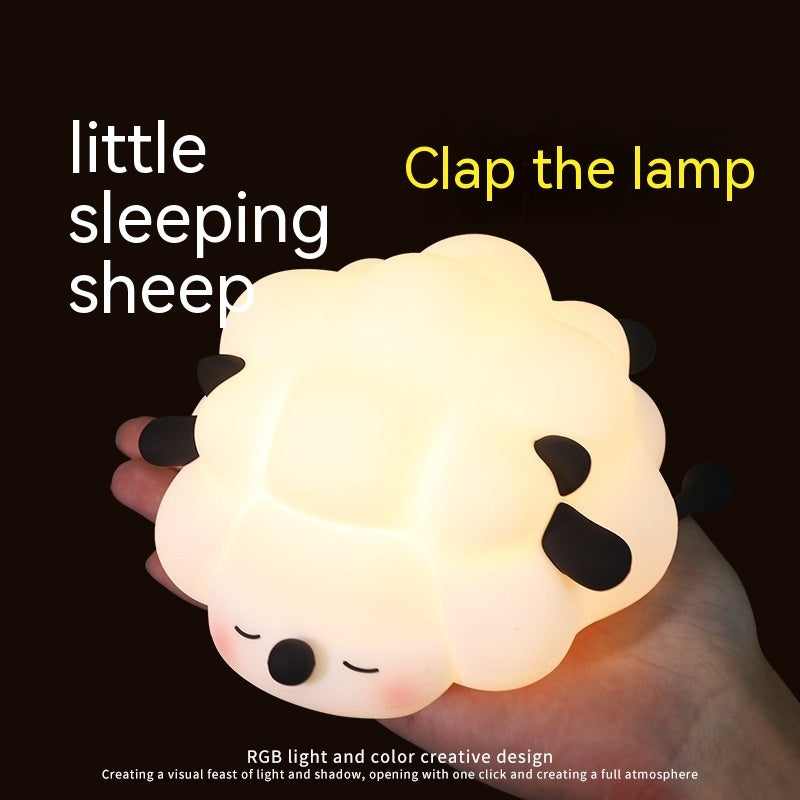 Cute Silicone Night Lights Sheep Cartoon - Rechargeable Timing Dimming Sleep Light for Children's Room - DropOnline.co