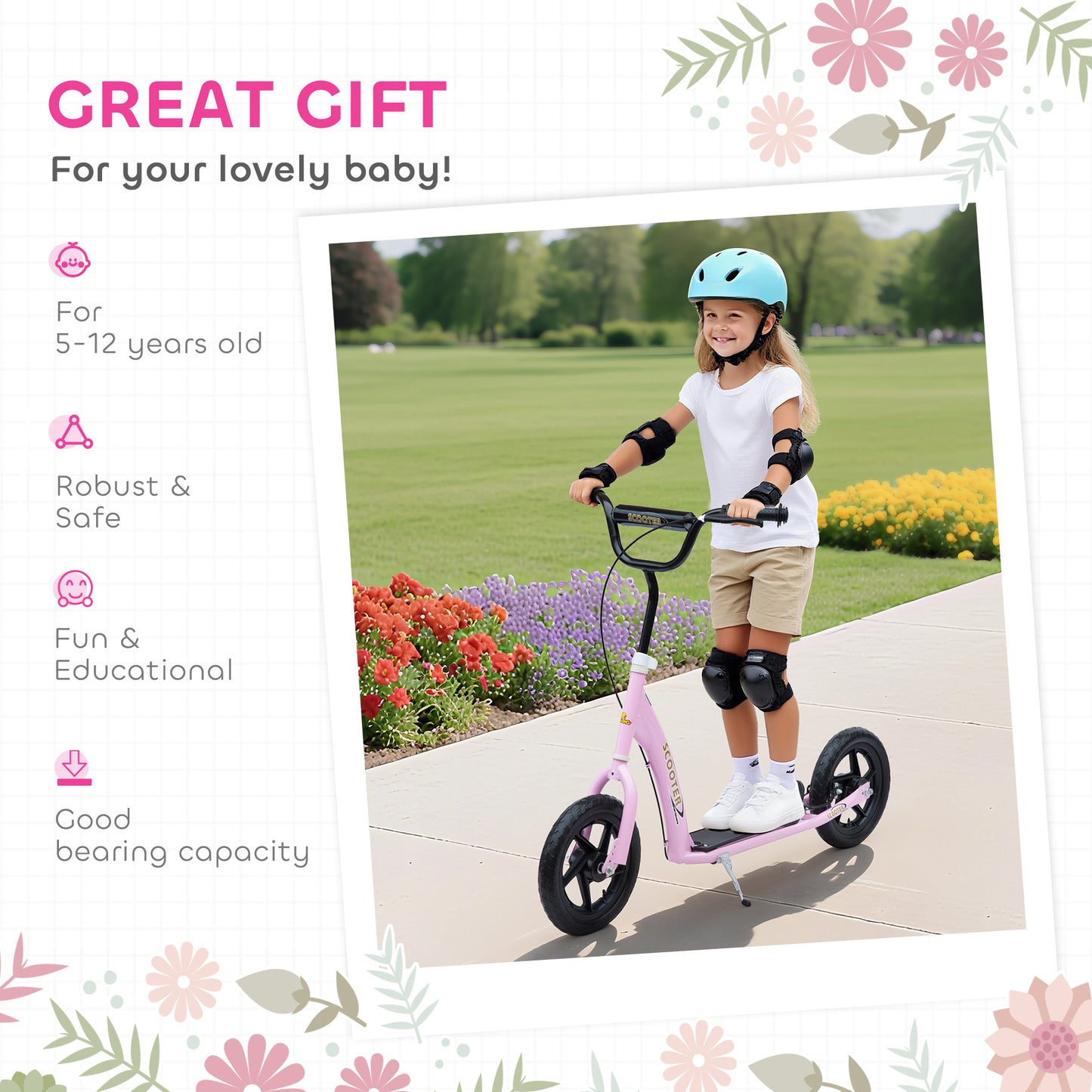 Kick Scooter for Kids 5-12 Years Old with Adjustable Height Handlebar