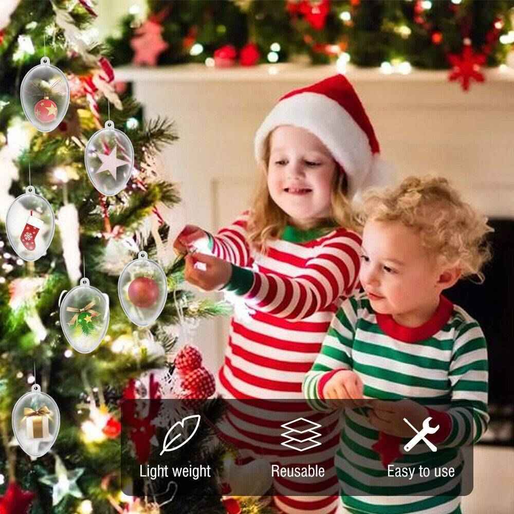 5 PCS Clear Plastic Christmas Balls - Fillable Sphere Xmas Tree Ornament Baubles - DropOnline.co