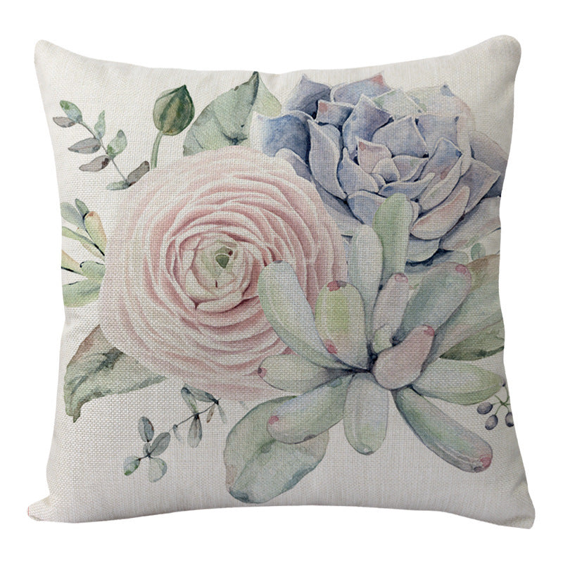 Flowers And Birds Flowers Flax Pillow Car And Sofa Cushion Lumbar Pillow - DropOnline.co