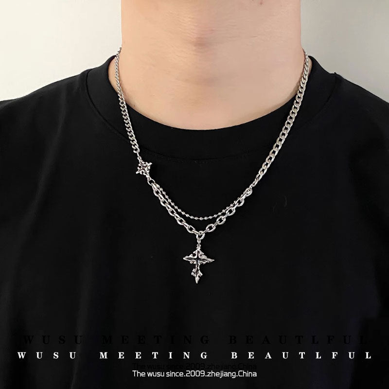 Dark Cross Necklace Men's Fashion Accessories - DropOnline.co