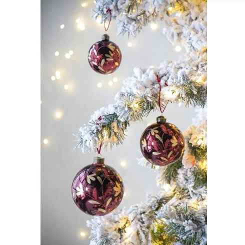 D3.9 Christmas Ball Ornaments - Glass Decorative Hanging Balls Set of 6 - DropOnline.co