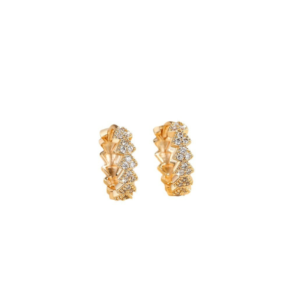 European And American Fashion Copper-plated Gold Inlaid Zircon Earrings - DropOnline.co