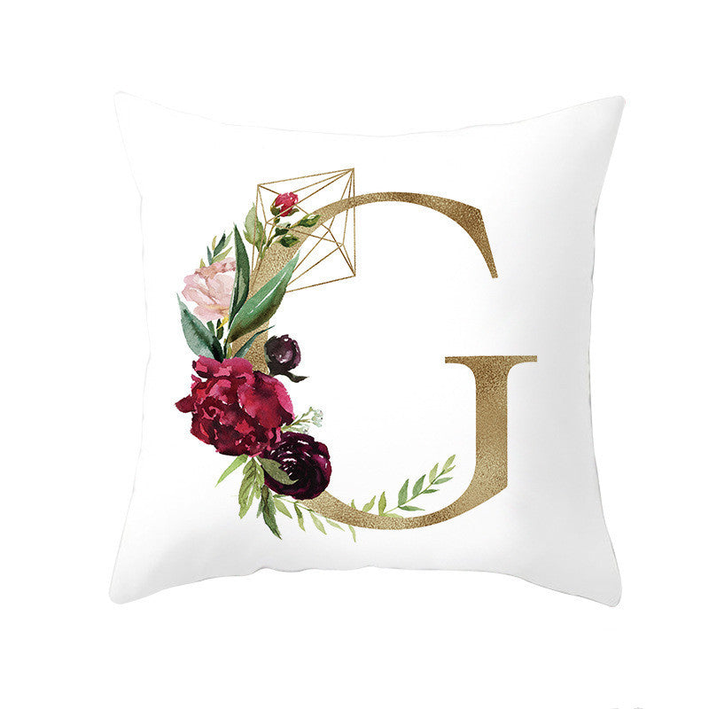 Nordic Style Pillowcase Geometric Golden Letter Pillowcase Peach Skin Sofa Cushion Household Goods - DropOnline.co