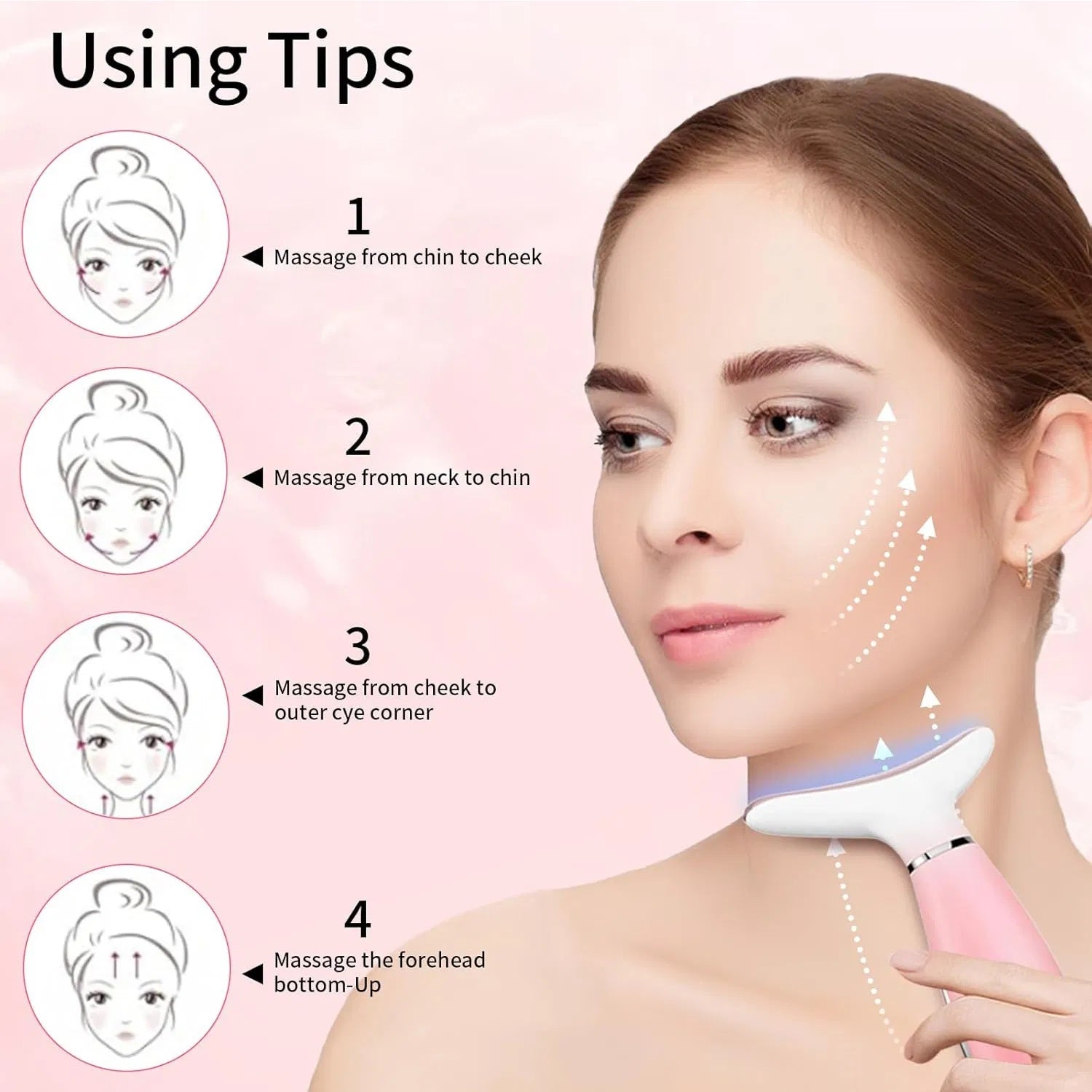 Neck Face Massager, Skin Care Face Massage Tool, 3-in-1 Facial Massager, Face Sculpting Tool With Thermals, Vibration - DropOnline.co