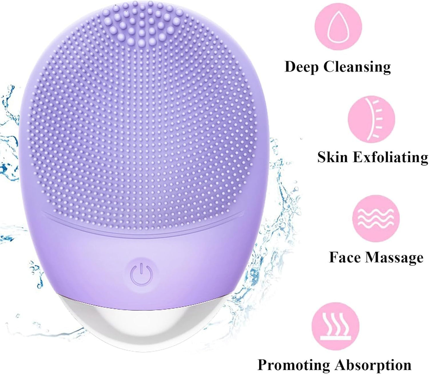 High Frequency Vibration Silicone Facial Cleansing Brush USB Rechargeable Electric Waterproof Silicone Facial Cleanser Thanksgiving Gift Christmas Gift Unisex - DropOnline.co